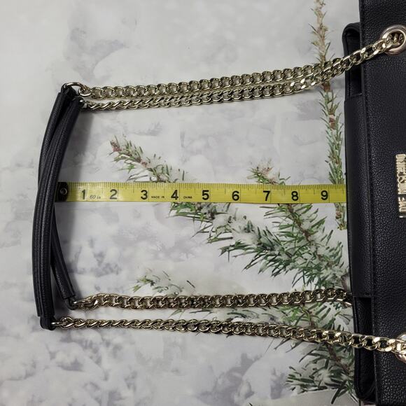 Love Moschino Black Heart Love Script Tote with Chain - Picture 13 of 16